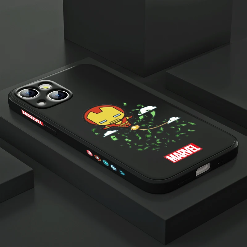 

Marvel cartoon Iron Man For Apple IPhone 13 12 Mini 11 Pro XS MAX XR X 8 7 6S SE Plus Liquid Left Silicone Gel Phone Case