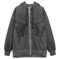 women hip hop streetwear hoodies women angel dark print jacket coat goth harajuku y2k clothes punk jacket outwear zipper men