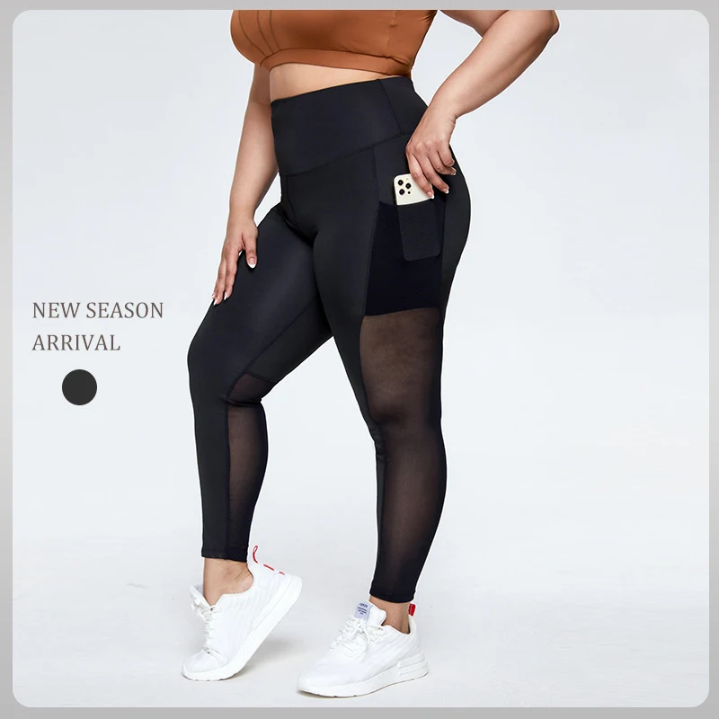

Fashion Mesh Patchwork Leggings Women Leggins Female Elastic Pant Capri Women Fitness Leggings Black