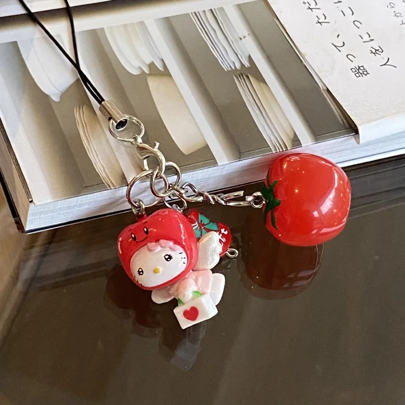Sanrio Hello Kitty Рождественский Новый Год Фруктовый Брелок Креативный Помидор Рюкзак
