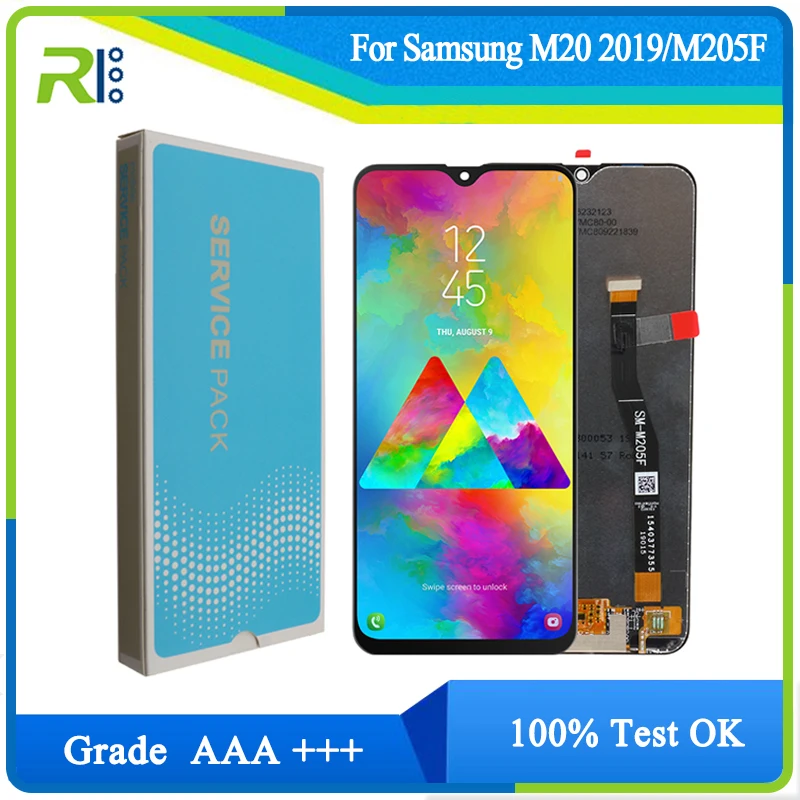 ЖК-дисплей SUPER AMOLED 6 3 ''для SAMSUNG Galaxy M20 2019 SM-M205 M205F с сенсорным экраном дигитайзер