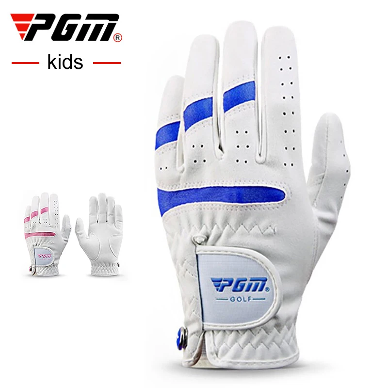

1 Pair Golf Gloves Kids Left Hand Right Hand White Pink Microfiber Cloth Breathable With Ball Marker Boys Girls Golf Supplies