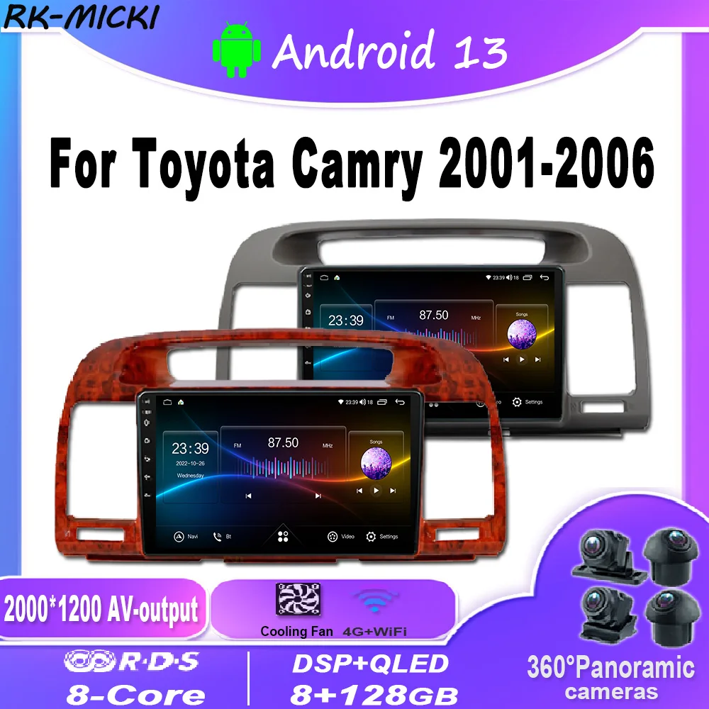 

Автомобильный мультимедийный плеер с GPS, радио с Android13,Carplay, для Toyota Camry 2001-2006,4G,WiFi,DSP,BT