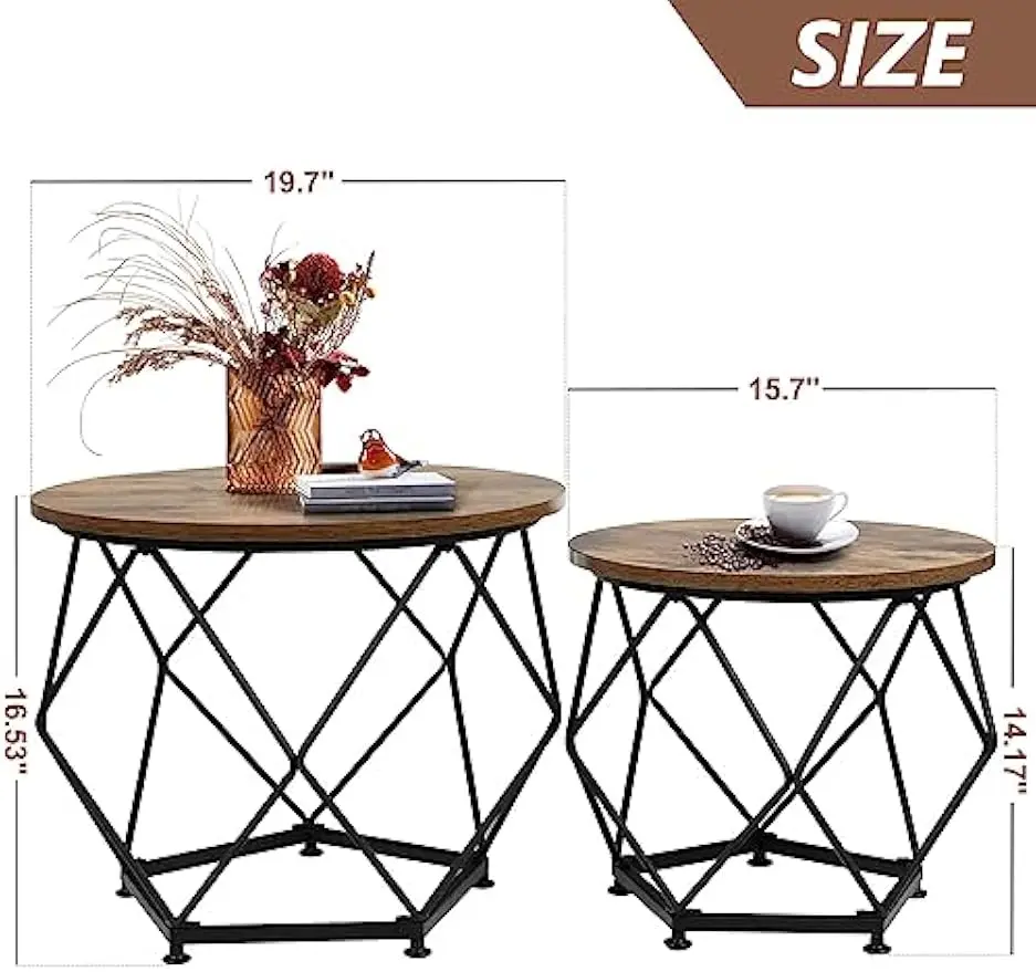 Маленький кофейный столик в комплекте 2 для спальни офиса Круглый Кофейный