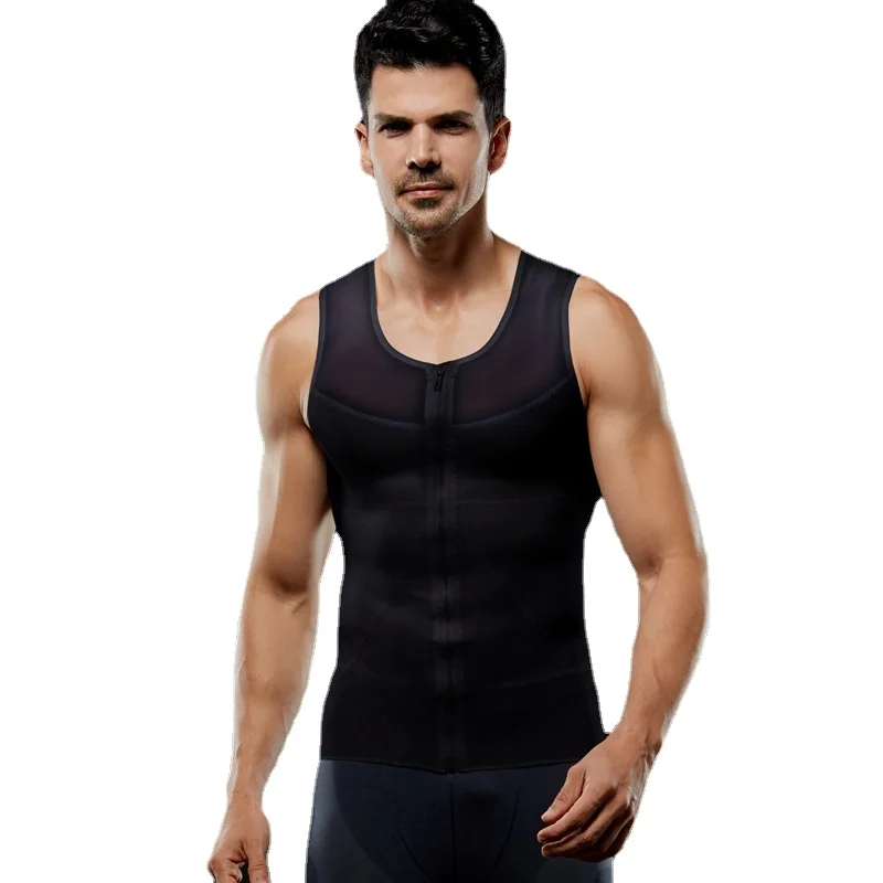 HaleyChan Men Powernet Body Shaper Slimming Vest Chest Compression Shirt Tight Undershirt Fitness Shapewear Corset Waist Trainer