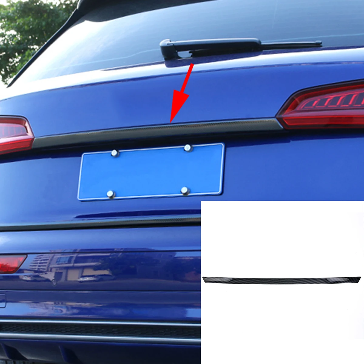 ABS углеродное волокно задняя дверь багажник полосы отделка автомобильные аксессуары украшение для Audi Q5 2017 2018 2019 2020 автомобильные аксессуары