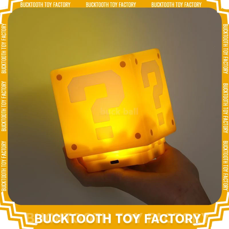 

8cm Super Mario Bros Anime Figure Question Mark Brick Led Night Light Sound Usb Charging Desk Lamp Light For Kids Cute Toy Gift