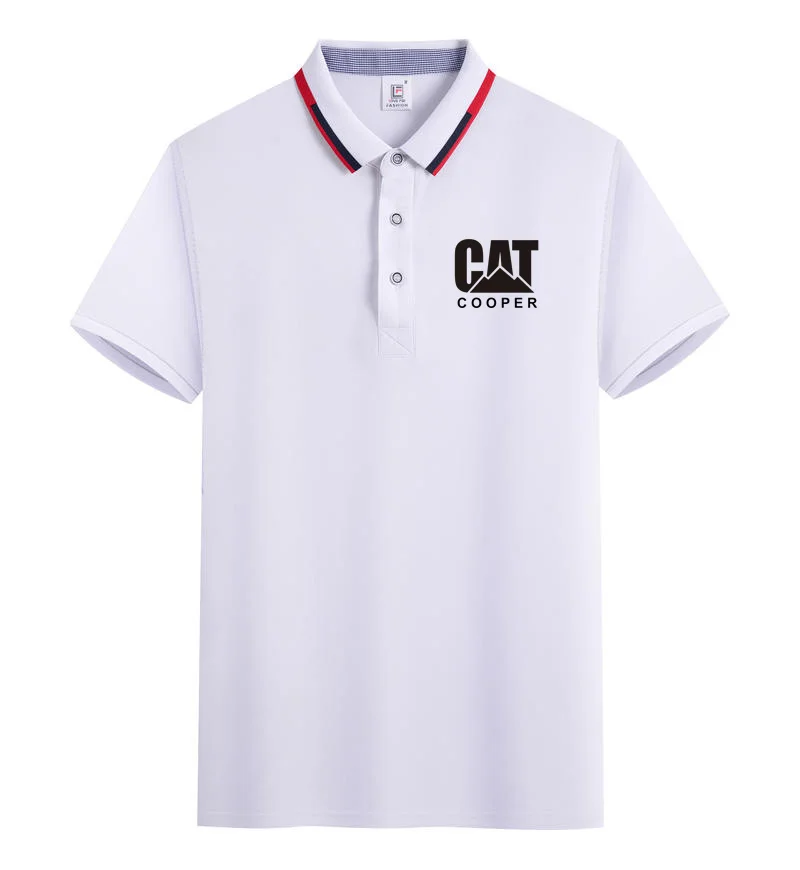 

New CAT Men's Brand Cotton T-shirt Casual Men's Sports Business Travel Essential Short Sleeve Personalized Fashion Polo Shirt