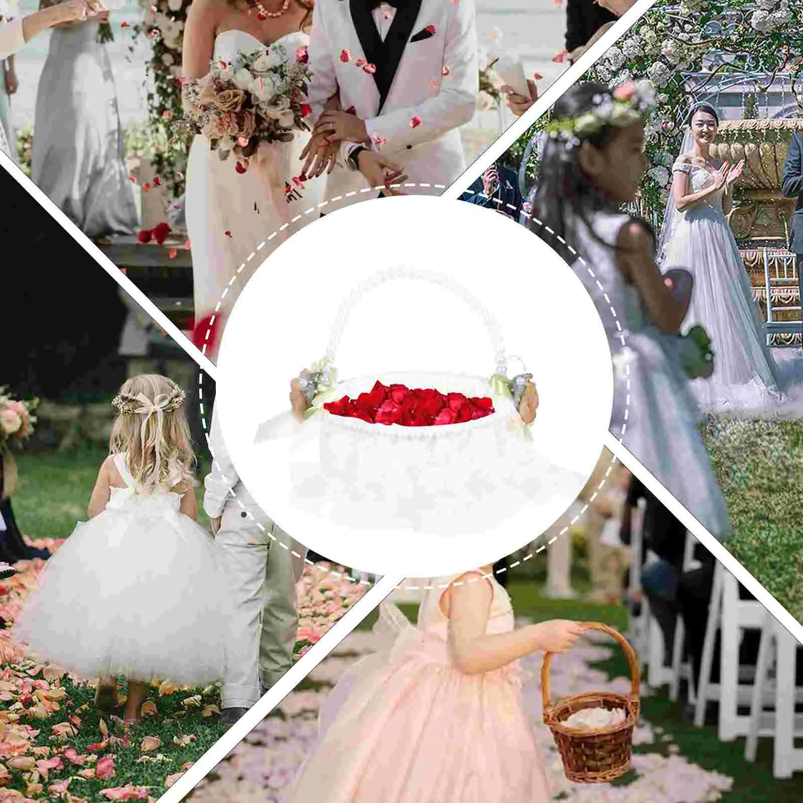 

Small Flower Girl Basket Flower Fabric Basket Wedding Supply Decoration Wedding Decorations