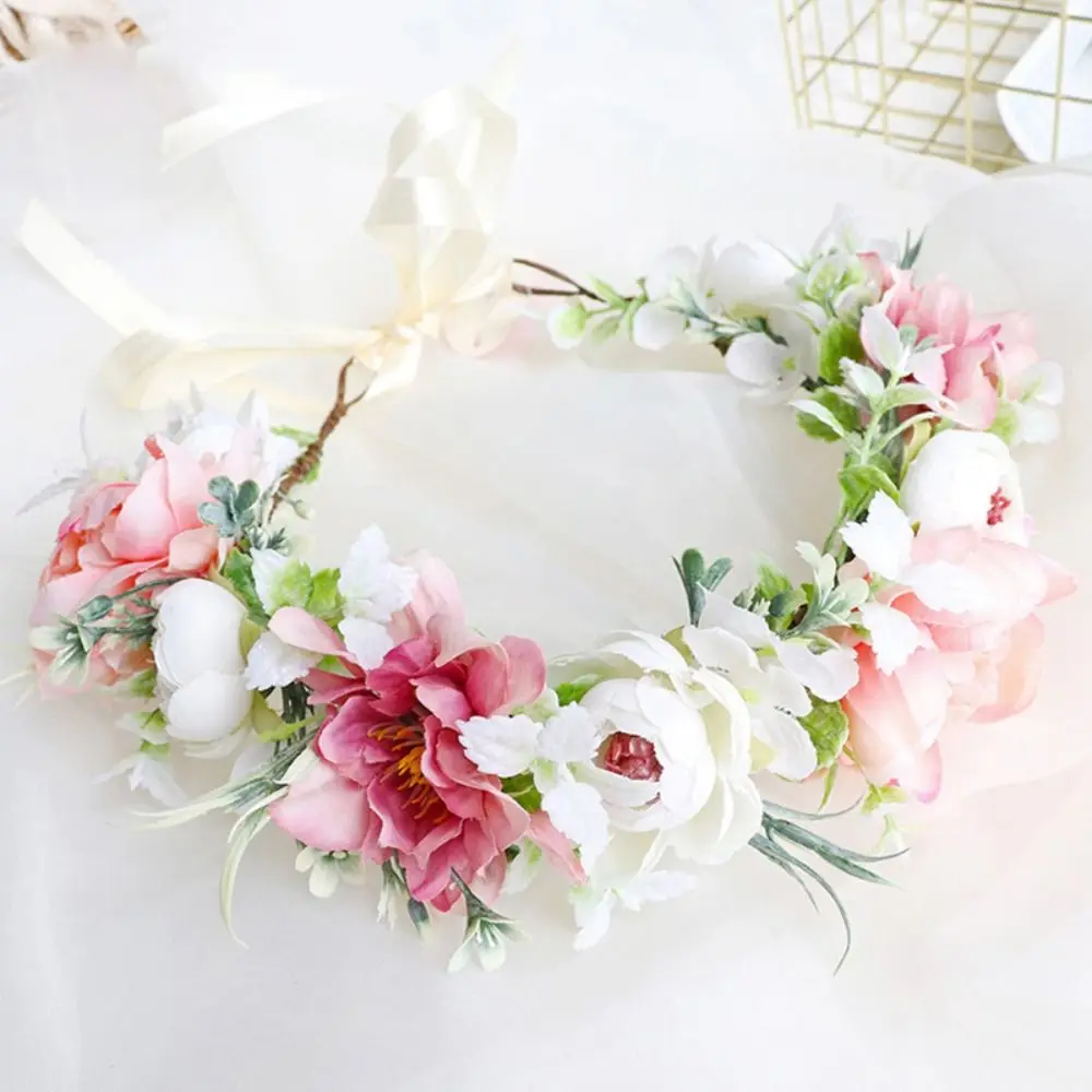 

Girls Headpiece Handmade Wedding Party Flower Crown Wedding Garland Bohemia Wreath Flower Headband