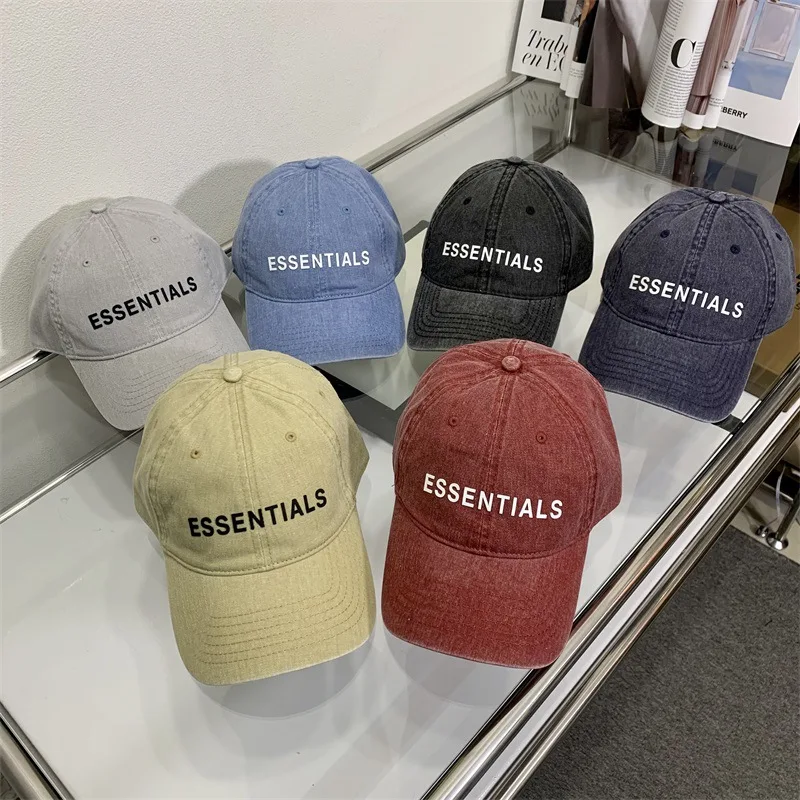 

Spring Autumn New Peak Cap ESSENTIALS Brand High Street Men's Cap Retro Washed Old Baseball Cap Sun Hat Male Unisex Kanye West