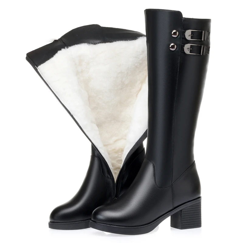 

AIYUQI Women Winter Boots Wool Warm 2023 New Genuine Leather Women's Long Boots Non Slip Large Size 41 42 43 Women's Boots