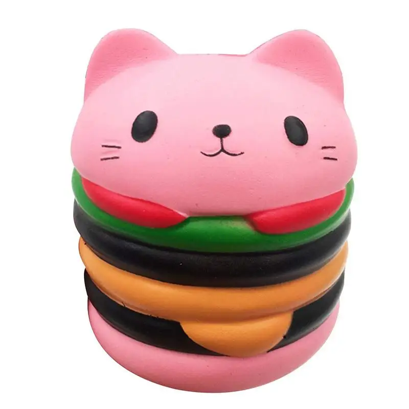 

Игрушка с головой кошки гамбургер мягкая безопасная игрушка-антикомпрессионный мяч сжимаемая игрушка для снятия стресса Забавный подарок