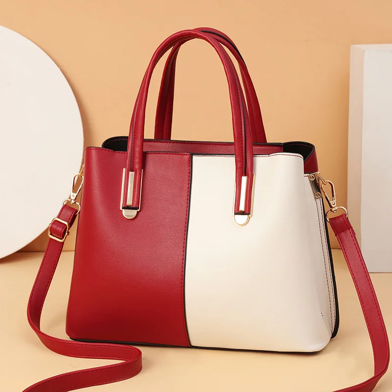 

Женская сумка в стиле пэчворк, Роскошный дизайнерский вместительный саквояж на плечо, Подарочная дамская сумочка для покупок, двухцветная