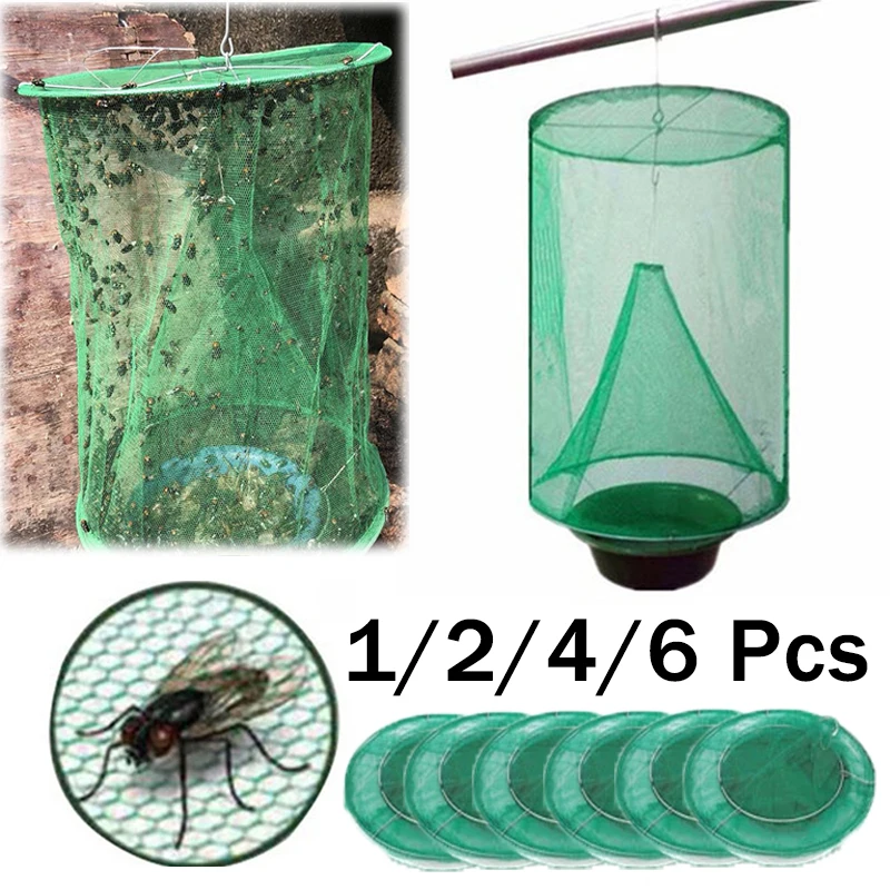 

6PCS Pest Control Reusable Hanging Fly Catcher Killer Flies Flytrap Zapper Cage Net Trap Garden Home Dropshipping