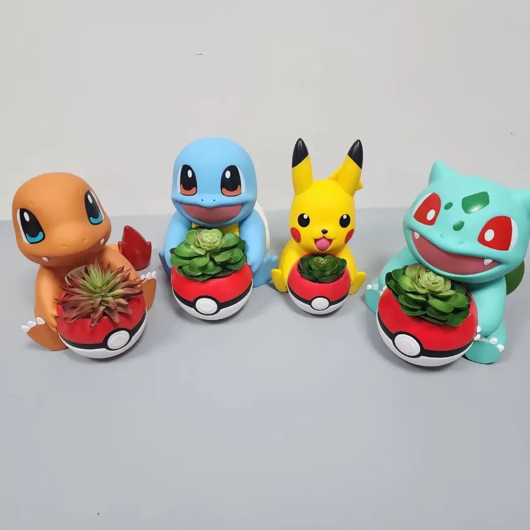 

Charmander Pikachu Bulbasaur Squirtle EEVEE Pokemon Flowerpot Action Figure Toys 28m