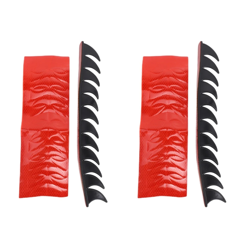 

2X Reflective Motorcycle Helmet Mohawk Spikes Rubber Camber Saw With Red Helmet Decals(Helmet Not Included)
