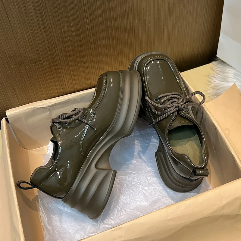 AIYUQI Women Loafers Genuine Leather 2023 Summer Platform Shoes Women Vintage British Style High Heels Student Women Shoes