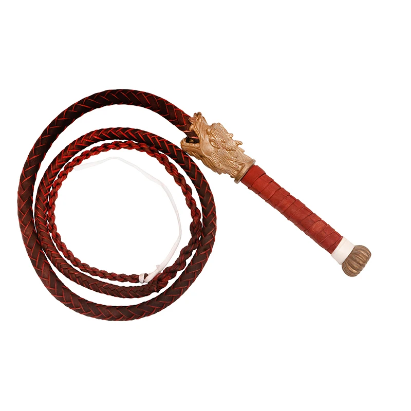 Cowhide Real Leather Whip Хлыст Genuine Leather Copper Handle Martial Art Whip Kungfu 1m-6m  Fitness Whips Orange Color