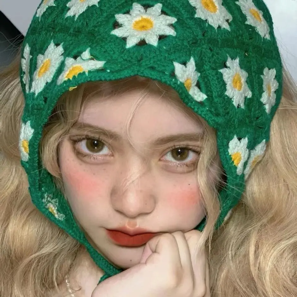 S Women Triangle Bandana Turban Crochet Hair Scarf Headband Wide Hairband Headwrap Flower Knitted Girl Hair Accessories