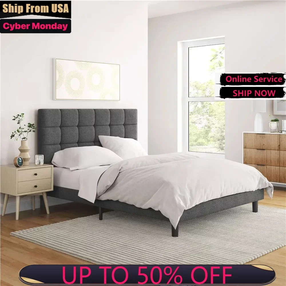 

Upholstered Tufted Platform Full Bed, Dark Gray