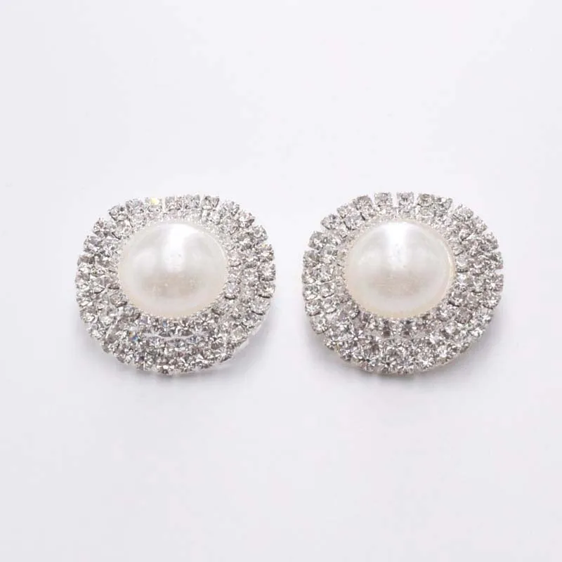 

25MM/10PCS DIY White Pearl Rhinestone Buttons Sew on Applique Applied Shirt Wedding Evening Bags Shoes dresses Accessories