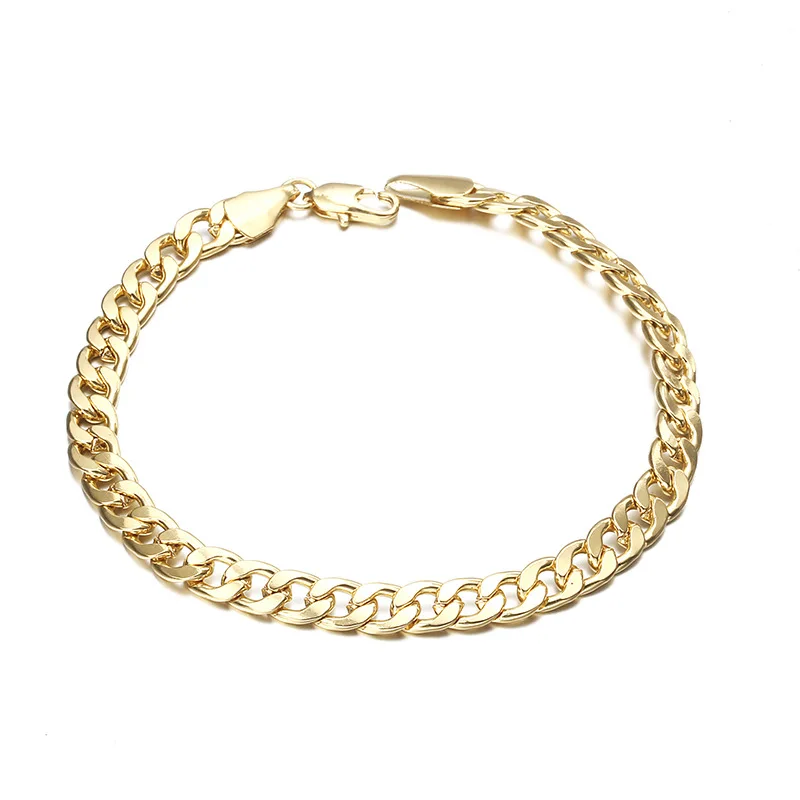 

18K Gold Bracelet 6MM Sideways Chain Bracelet Fashion Jewelry Accesories for Woman Men Fashion Wedding Engagement