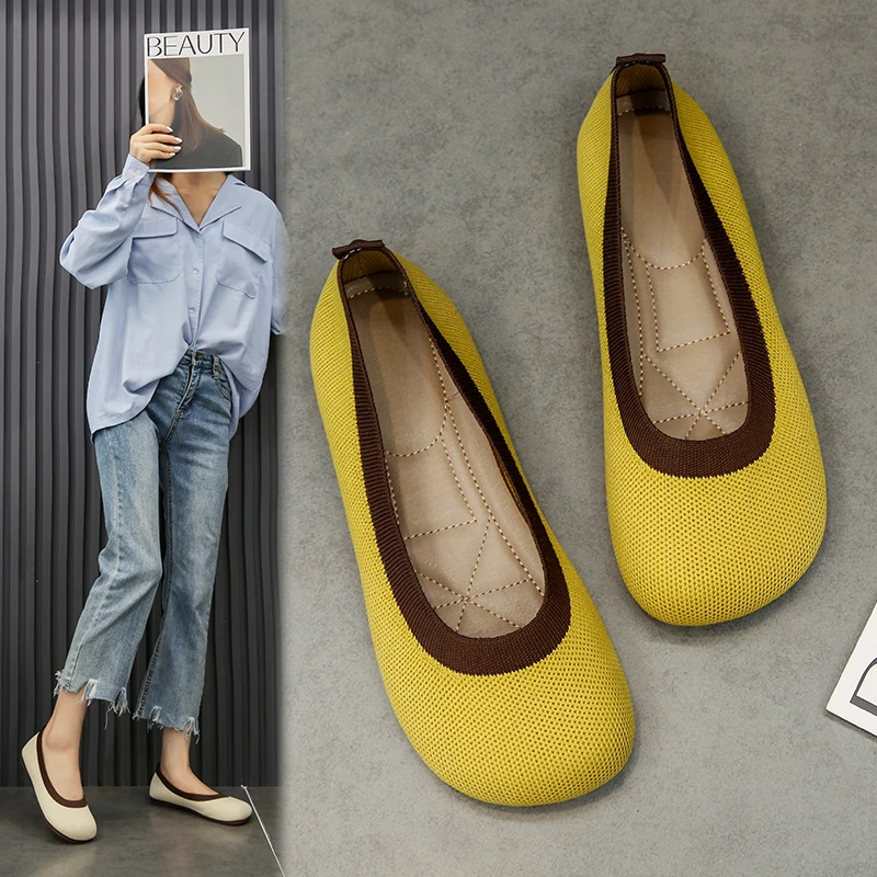 

Туфли женские на плоской подошве, повседневная обувь, квадратный носок, лоферы, уютные вязаные балетки, сандалии на весну-лето