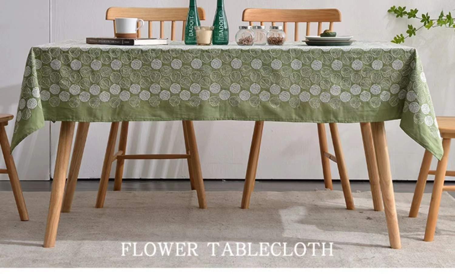 

Ramie embroidered tablecloth high sense Japanese INS wind small fresh round table cloth tea table cloth rectangular table cloth