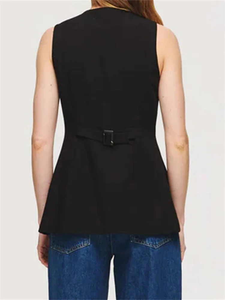 Женский летний длинный жилет CHRONSTYLE однотонная безрукавка с круглым вырезом и