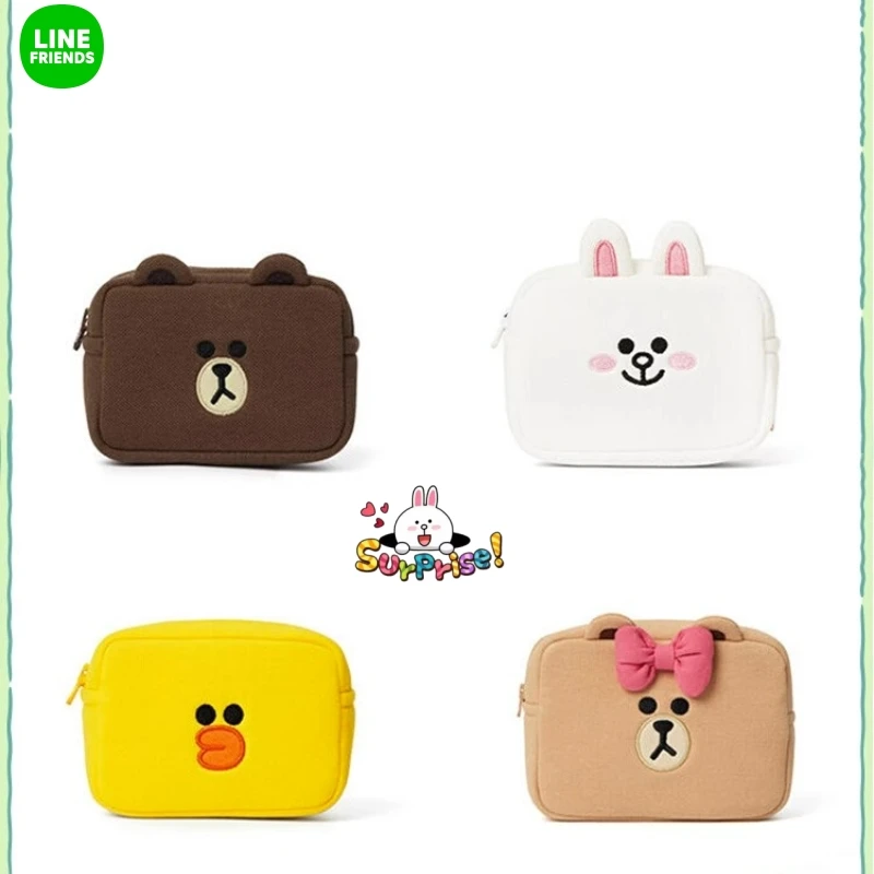 

Line Friends Cartoon Brown Bear Multifunctional Storage Bag Anime Coin Purse Kawaii Girls Mini Cosmetic Bags Cute Birthday Gifts