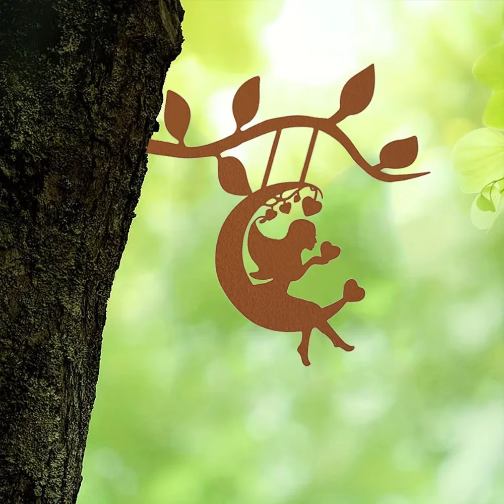 Эльфийские Качели На Ветке Стальной Силуэт Гипсовая Настенная Художественная