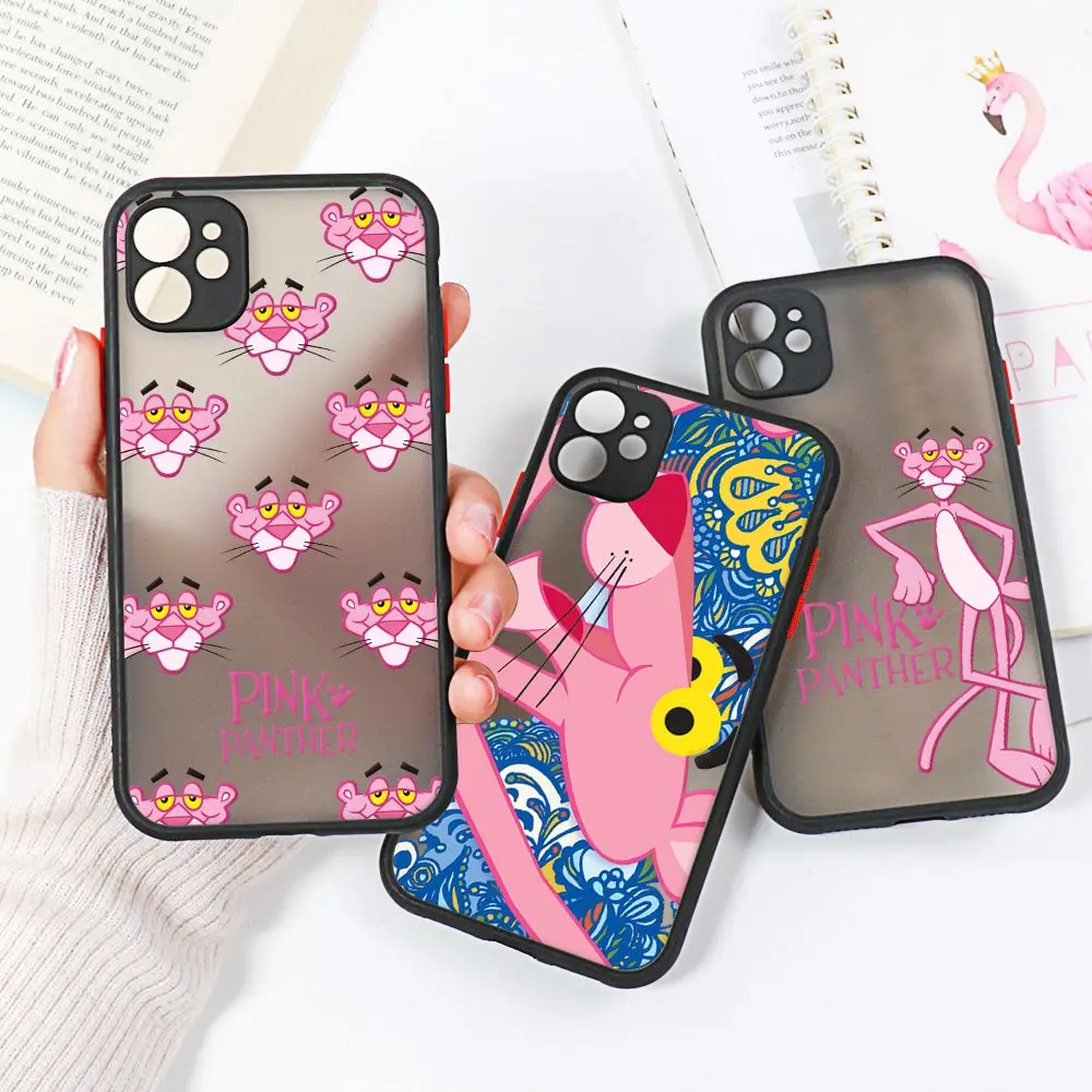 

Cartoon The Pink Panther Animal Coque iPhone14 Case For iPhone 11 13 14 12 Pro Max Mini XS XR SE 7 8 Plus Clear Matte Back Cover