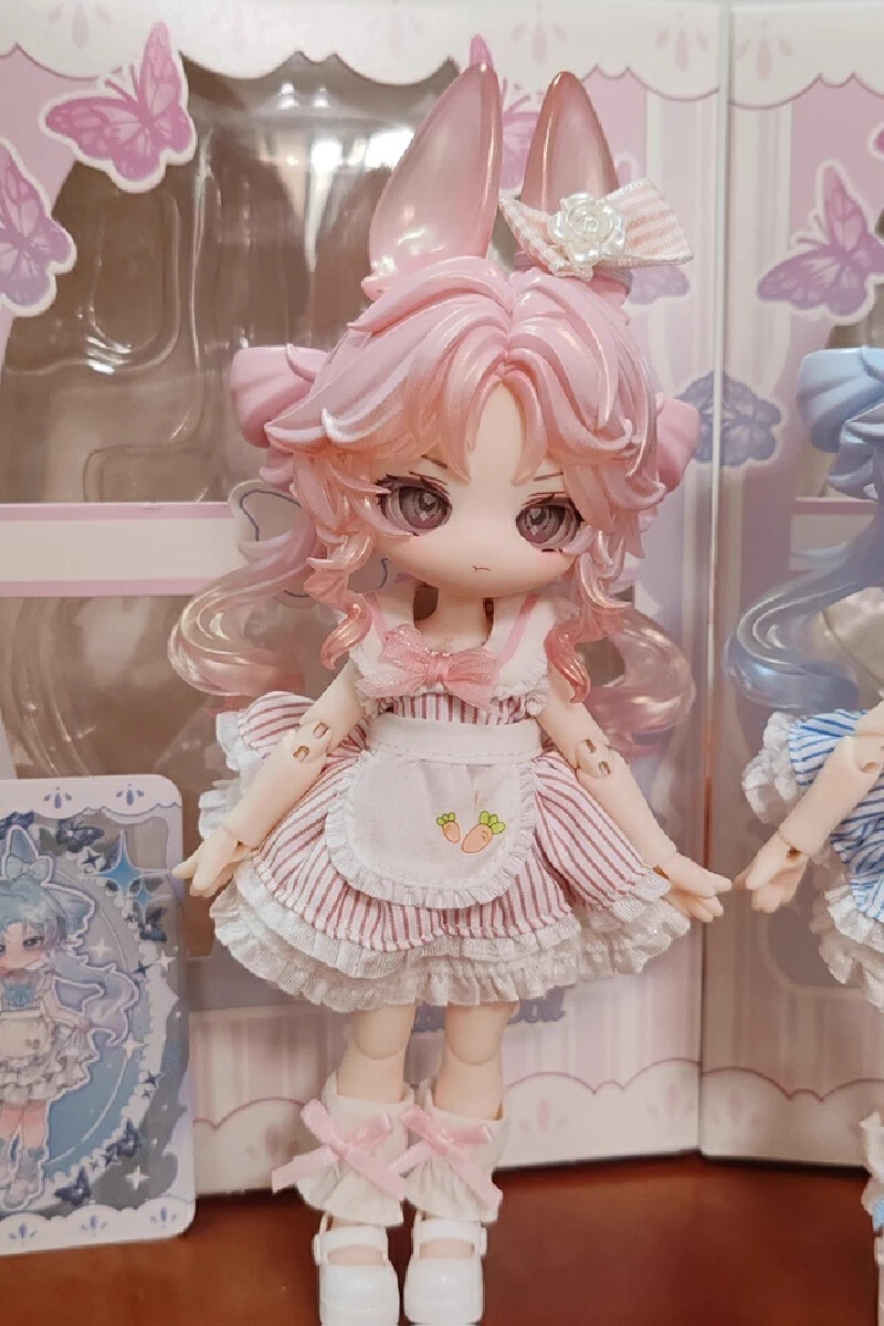 Фото Немедленные куклы 1/12bjd, годовая годовщина, двойной кролик, персик, улун и морская соль, молочная крышка, подвесная карта, кавайные игрушки, подарки №5