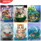 HUACAN Бриллиантовая мозаика с животным Cat 5D DIY алмазная живопись Fish Tank Полный Набор для вышивки настенные картины