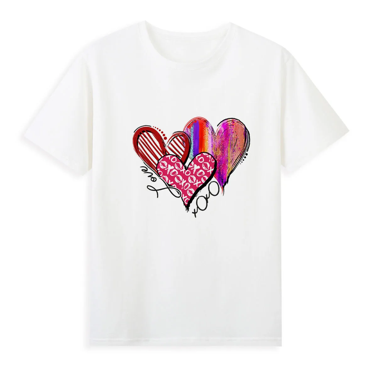 

New Peach Heart Creative T-Shirt Girls' graffiti creative casual top Personalized Fashion Fashion Short Sleeve A1-20