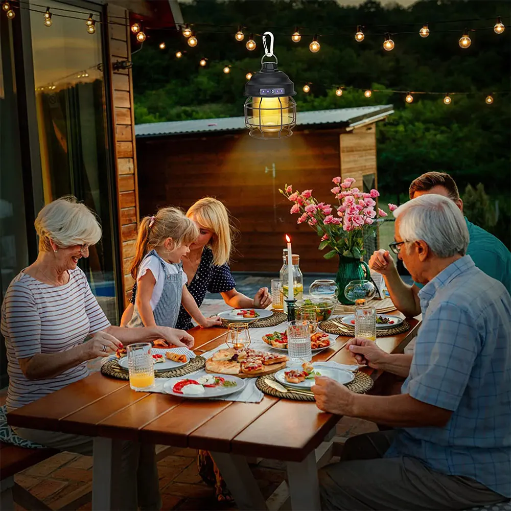 Винтажный металлический подвесной мини-фонарь с аккумулятором 3600 мАч теплый