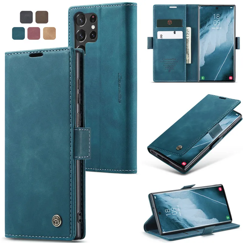 

CaseMe Flip Leather Phone Case for Samsung Galaxy S23 S22 S21 S20 FE S10 S9 S8 Plus Note 20 Ultra 10 Magnetic Wallet Card Cover