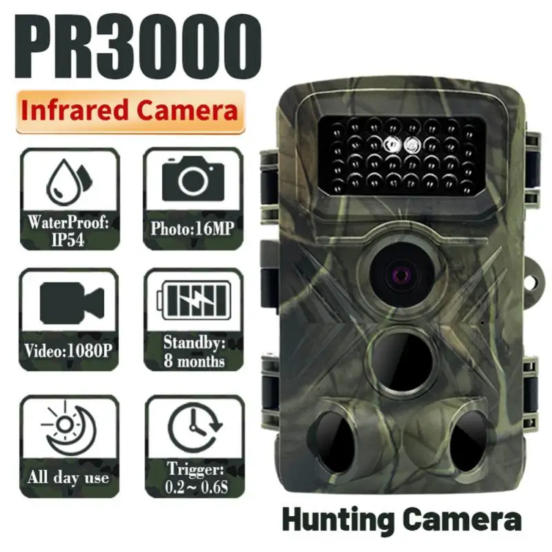 

PR3000 32MP 1080P Night Photo Video Taking Trail Camera Multi-function Outdoor Huntings Animal Monitoring Camera IP54 Waterproof