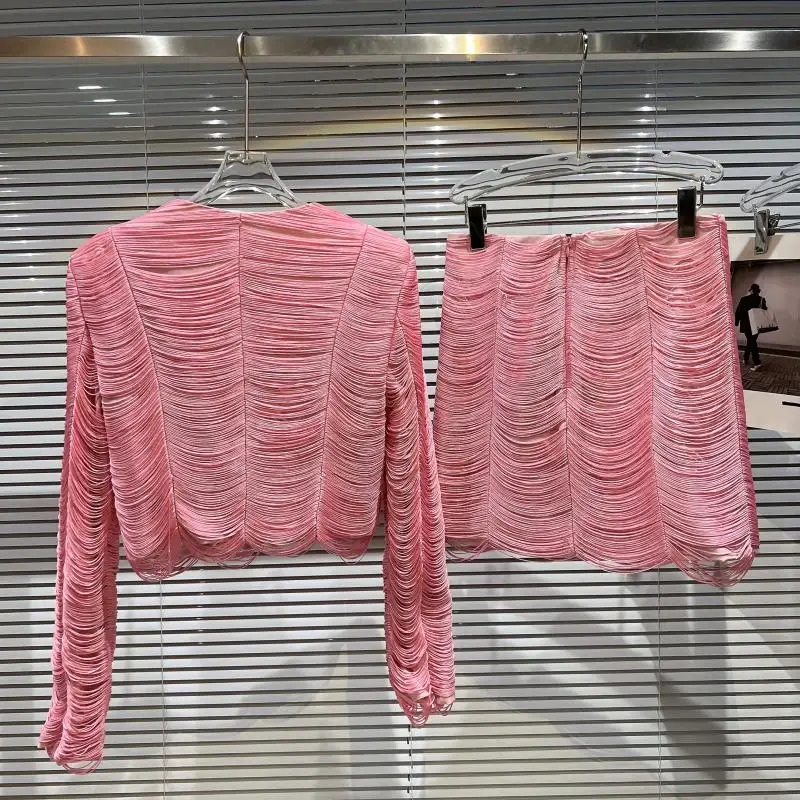 Элегантный женский комплект из двух предметов осень 2022 новая мода короткий