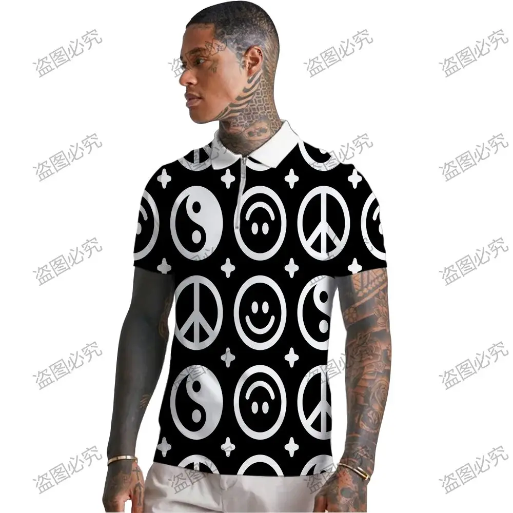 

Shirts for Men Graffiti Art Led T-Shirt Mens Polo Leisure Clothes Smiling Face High Quality Streetwear Men's Summer 2022 New