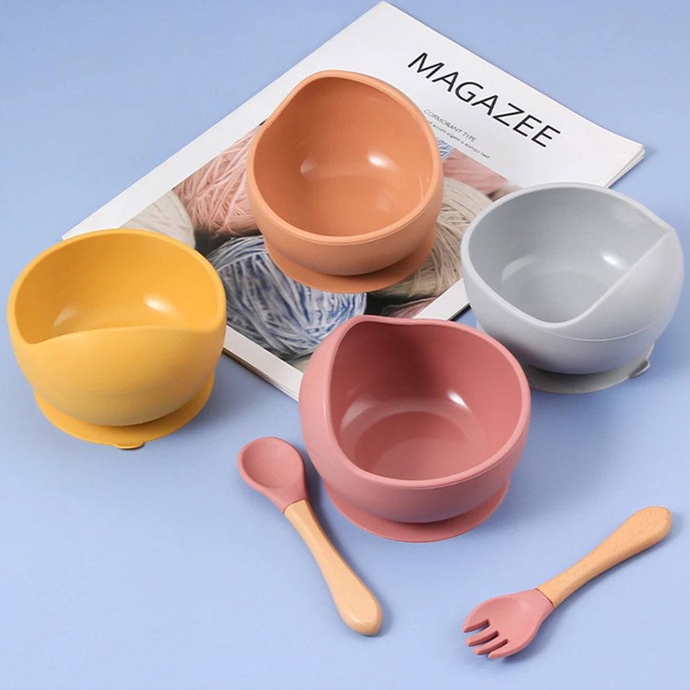 

Children's Silicone Bowl Silicone Baby Feeding Bowl Kids Suction Tableware Children Dishes BPA Free Non-Slip Training Plate