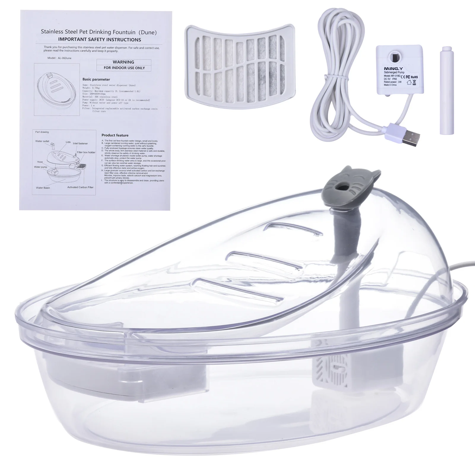 

Диспенсер для воды для домашних животных, большая емкость, бесшумный водяной насос для собак, кошек, птиц и маленьких животных