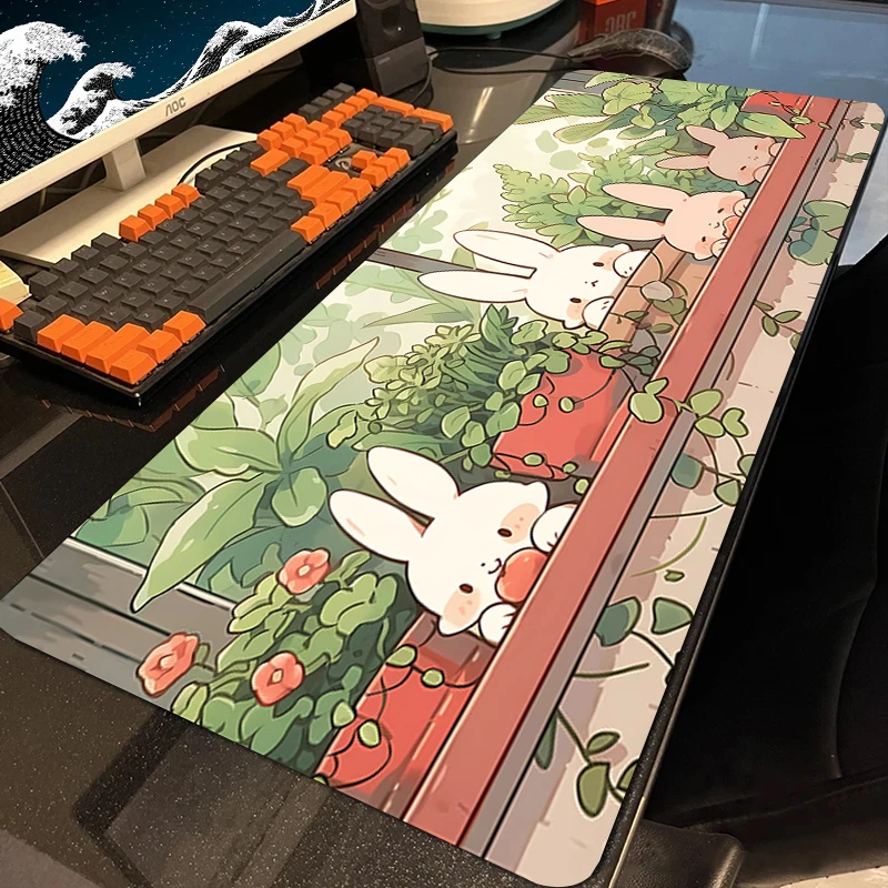 

Kawaii Rabbit Mouse Pad Large Cute Cartoon Animal Gaming Mouse Mat Computer Gamer Locking Edge Mousepad Office Rubber Desk Mat