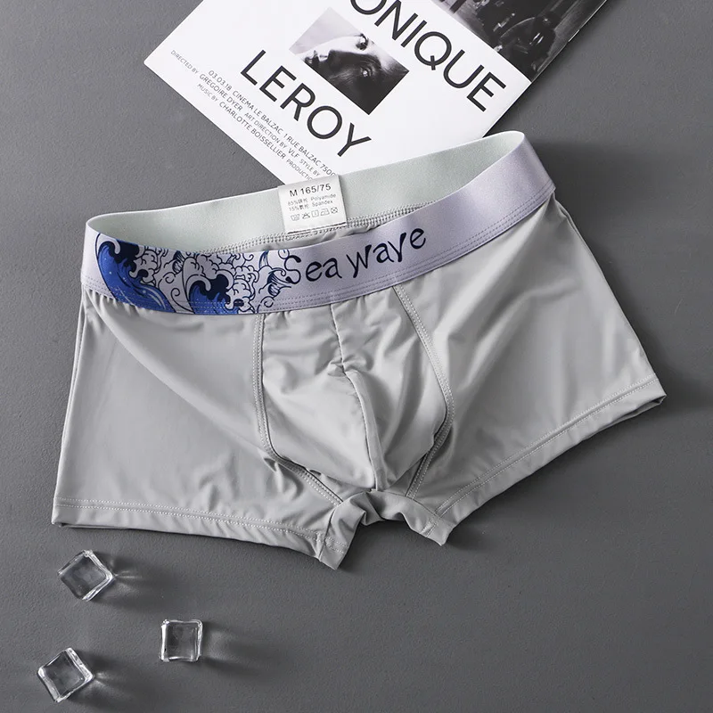 Men Underpants Ice Silk Underwear Men's Boxer Pants Fashion Personality Breathable Seamless Boxer Shorts Male Sexy Boxers Cuecas