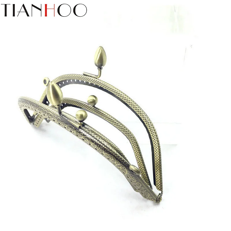 10pcs/ Set 14cm Metal Purse Frame Handle for Clutch Bag Handbag Accessories Making Kiss Clasp Lock Antique Bronze Bags Hardware