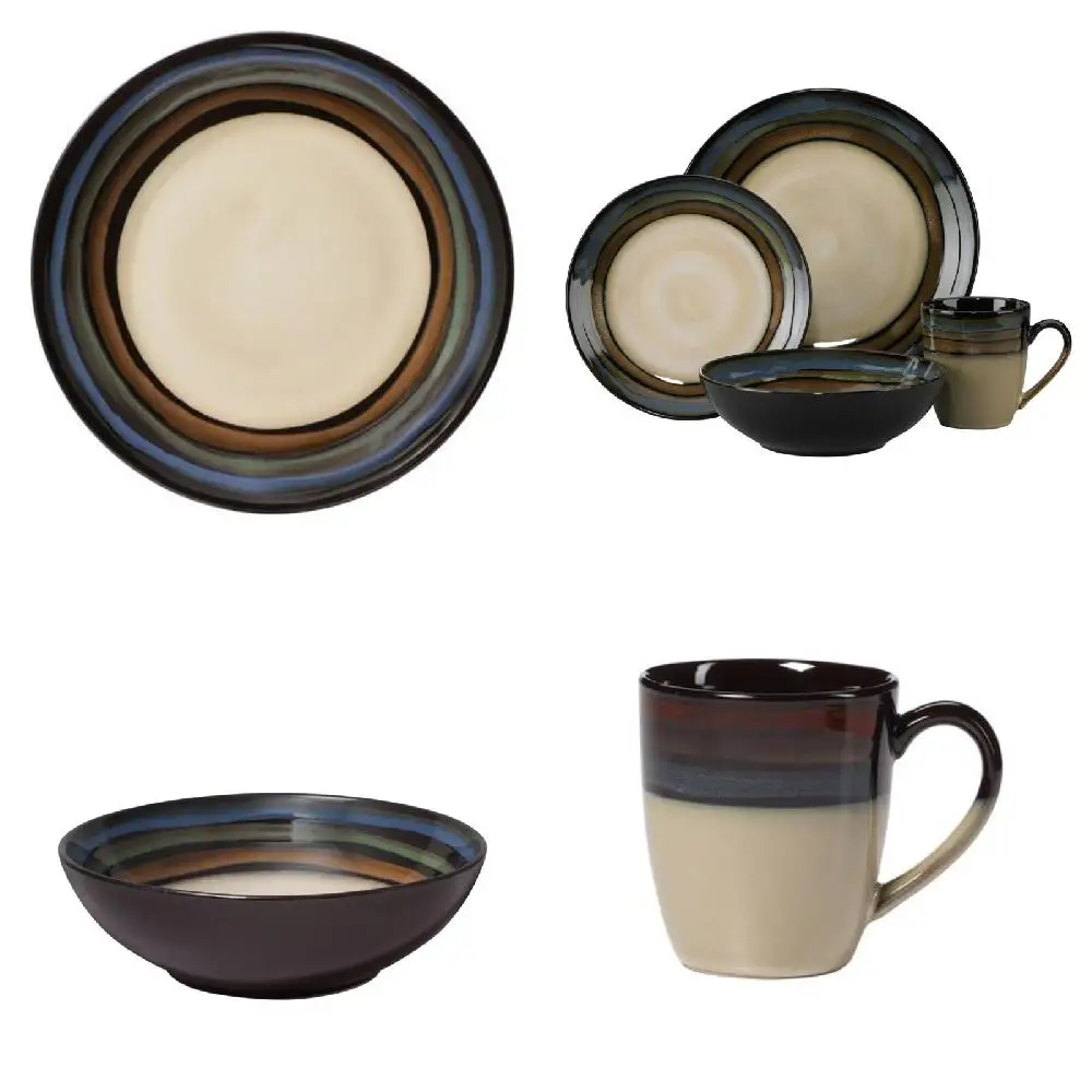 

"Gorgeous, Durable 16-Piece Galaxy Stoneware Dinnerware Set – Perfect for Family Dinners and Special Occasions".