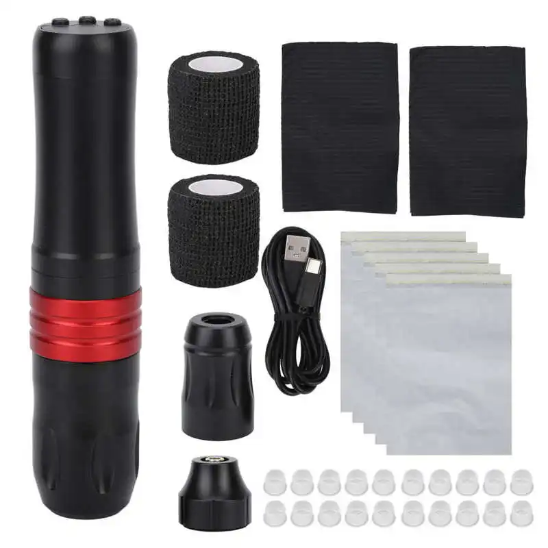 

Professional Tattoo Kit LCD Screen Strong Power Adjustable Voltage Tattoo Machine Pen Kit Practical Low Noise for Tattoo Artist