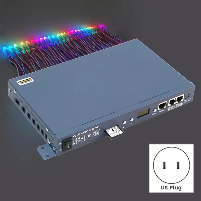 Фото Контроллер цвета 12 портов Resolume Artnet-SPI для светодиодных лент WS2811 WS2812 WS2815 DMX512, вилка US - DT30 №2