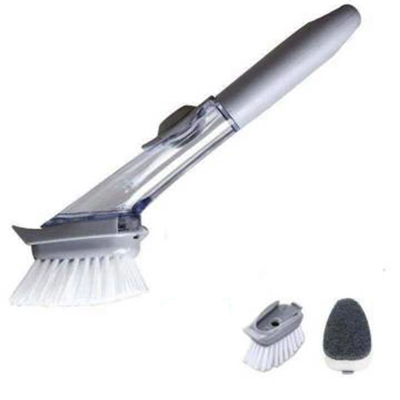 

Multifunctional Cleaning Dishwashing Brush With Long Handle Automatic Liquid Filling Sponge Brush Head